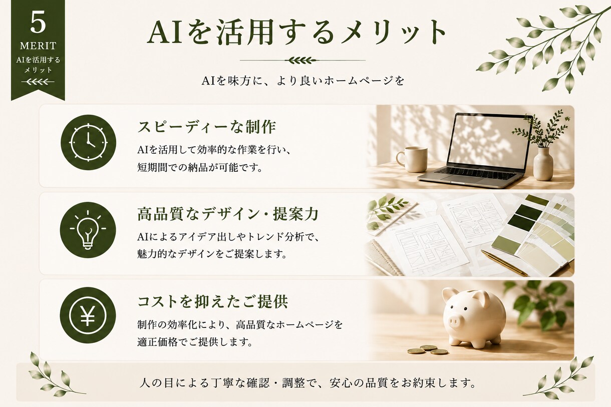 ホームページをデザイン、コーディングまで制作します AIを活用しながら、想いが伝わるホームページを制作します。 イメージ5