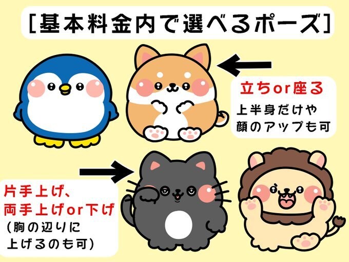 商用OK！もっちり可愛い動物のイラストを描きます SNS・ブログ・インスタ等に使えるアイコン♪by抹茶こあら イメージ3
