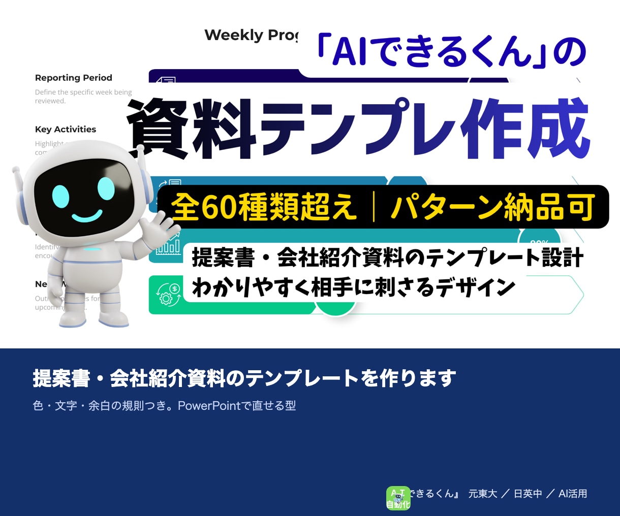 提案書・会社紹介資料のテンプレートを作ります 色・文字・余白の規則つき。PowerPointで直せる型 イメージ1