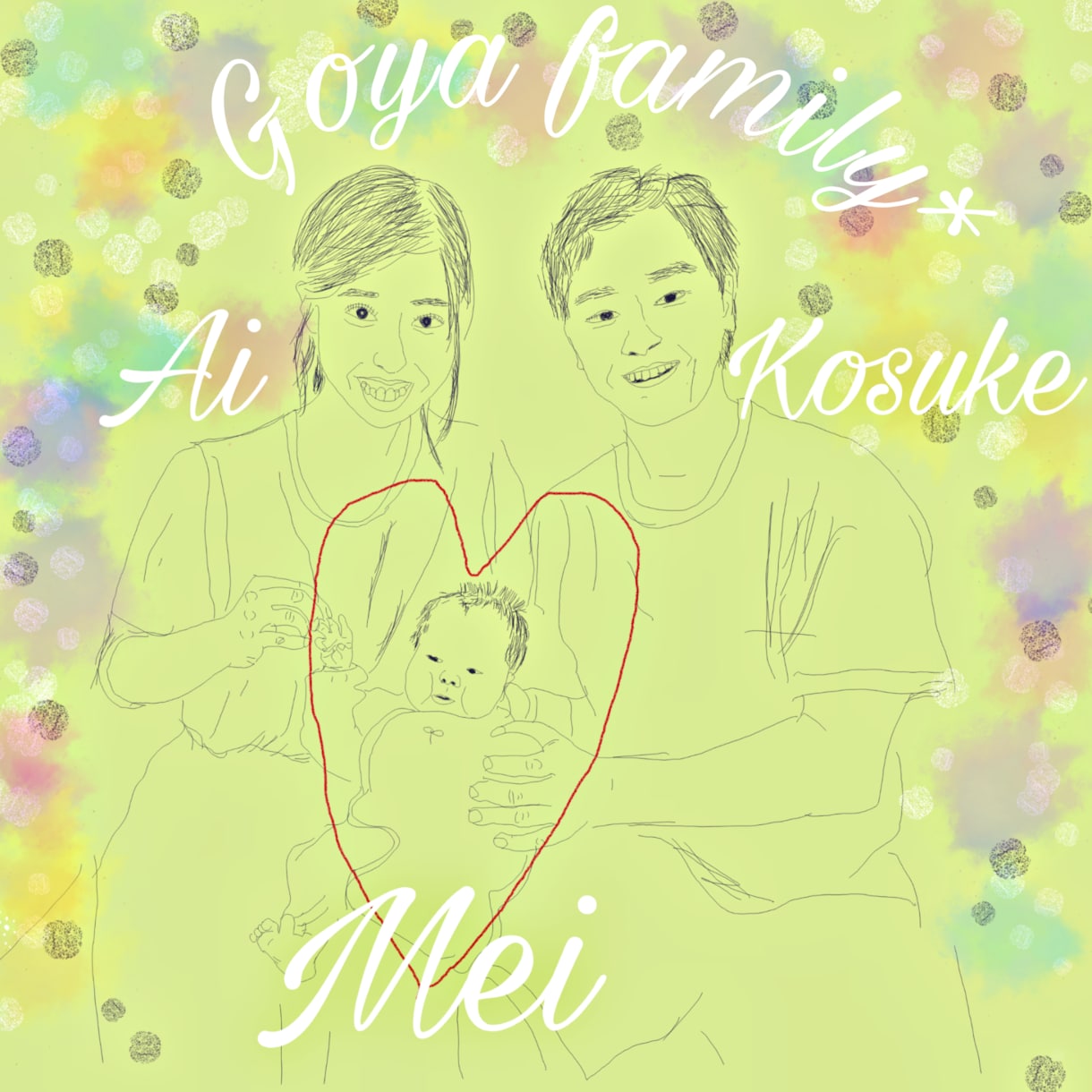 写真をなぞって似顔絵&メッセージ画像作成します お気に入りの1コマを暖かい絵に！文字入れ自由！ イメージ5