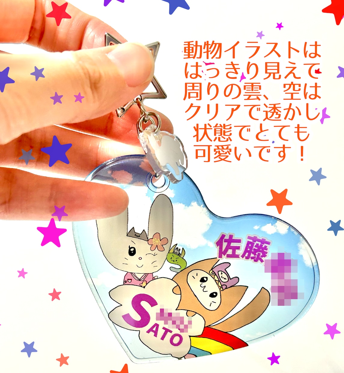 個性的な可愛い大きなお名前キーホルダー作成します 子供の感性豊かなイラスト、オンリーワンのお名前キーホルダー★ イメージ2