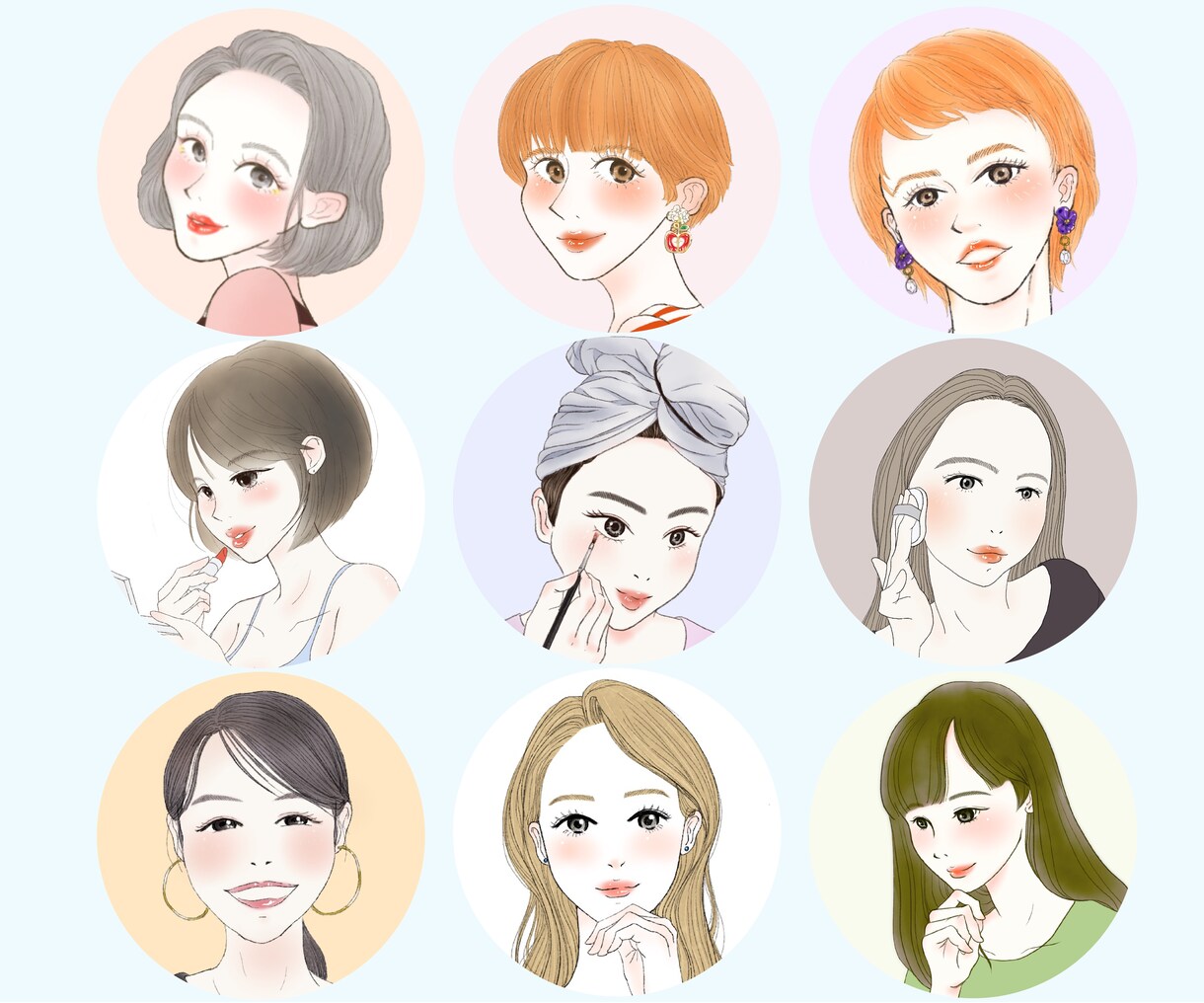 透明感のある女性アイコン、イラストを作成します 美容・スキンケア・コスメ紹介の挿絵にも対応します イメージ6