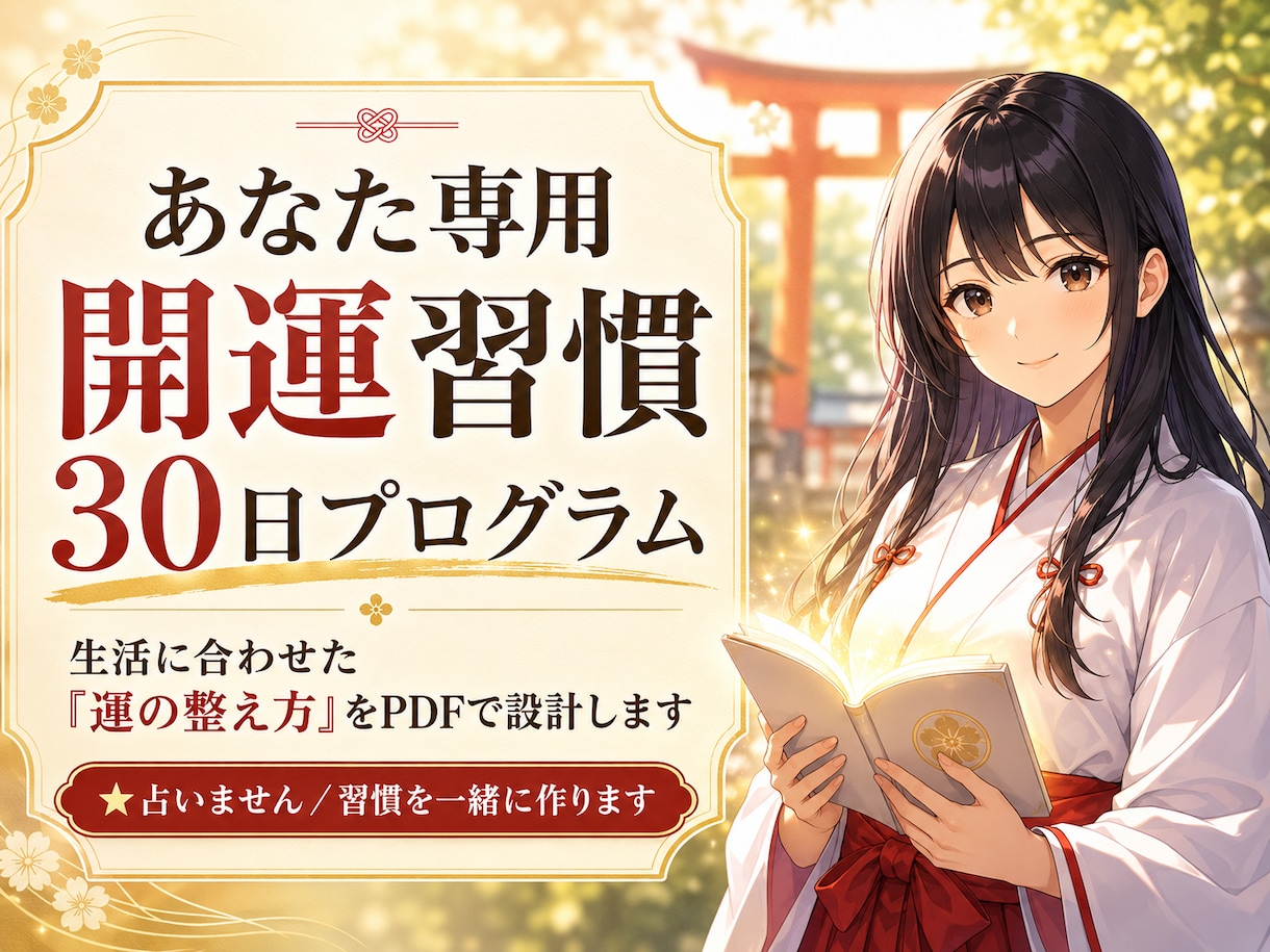 あなた専用の開運習慣30日プログラム作ります 生活に合わせた運の整え方をPDFで設計｜人生リスタート イメージ1