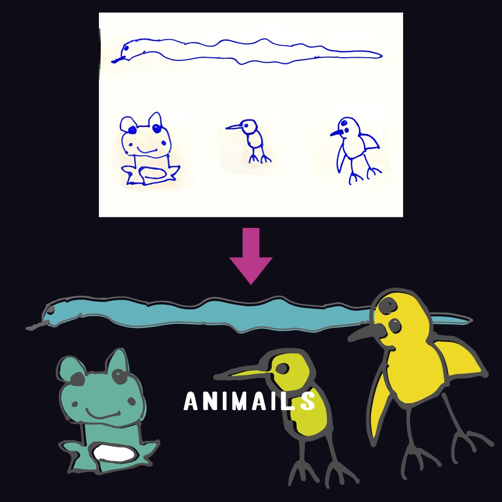 紙に描いたイラストをデジタル化します お子さん・ご自身が描いた絵や落書きをデジタルにしませんか？！ イメージ5