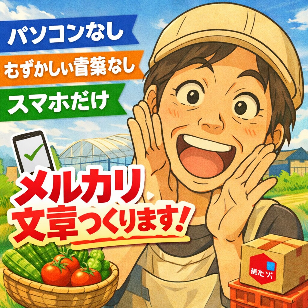 スマホだけでok　農家応援文章作ります パソコン無し✔ 難しい言葉無し✔ スマホだけメルカリの文章 イメージ1