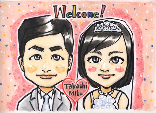 【自宅で高画質印刷が可能】おふたりのお写真から、結婚式の可愛らしい似顔絵を描きます！ イメージ2