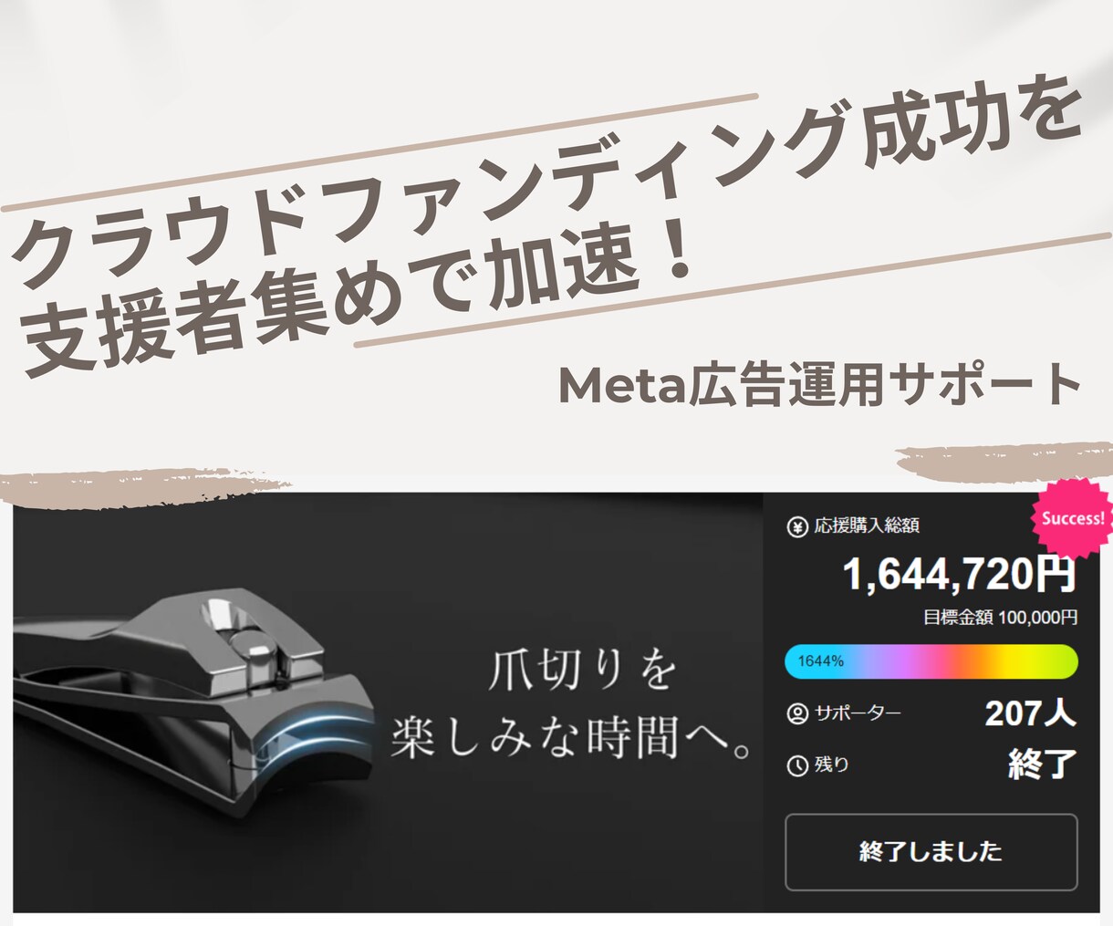 クラファン特化型Meta広告運用サポートます 支援者を集める広告運用で目標達成をお手伝い！ イメージ1