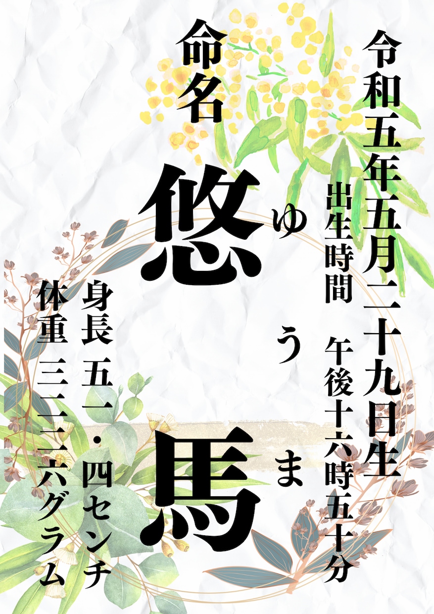 セミオーダー　お洒落なインテリア命名書　作成します センス抜群♡大切なお子様のお名前を末長くお部屋に飾りませんか イメージ7
