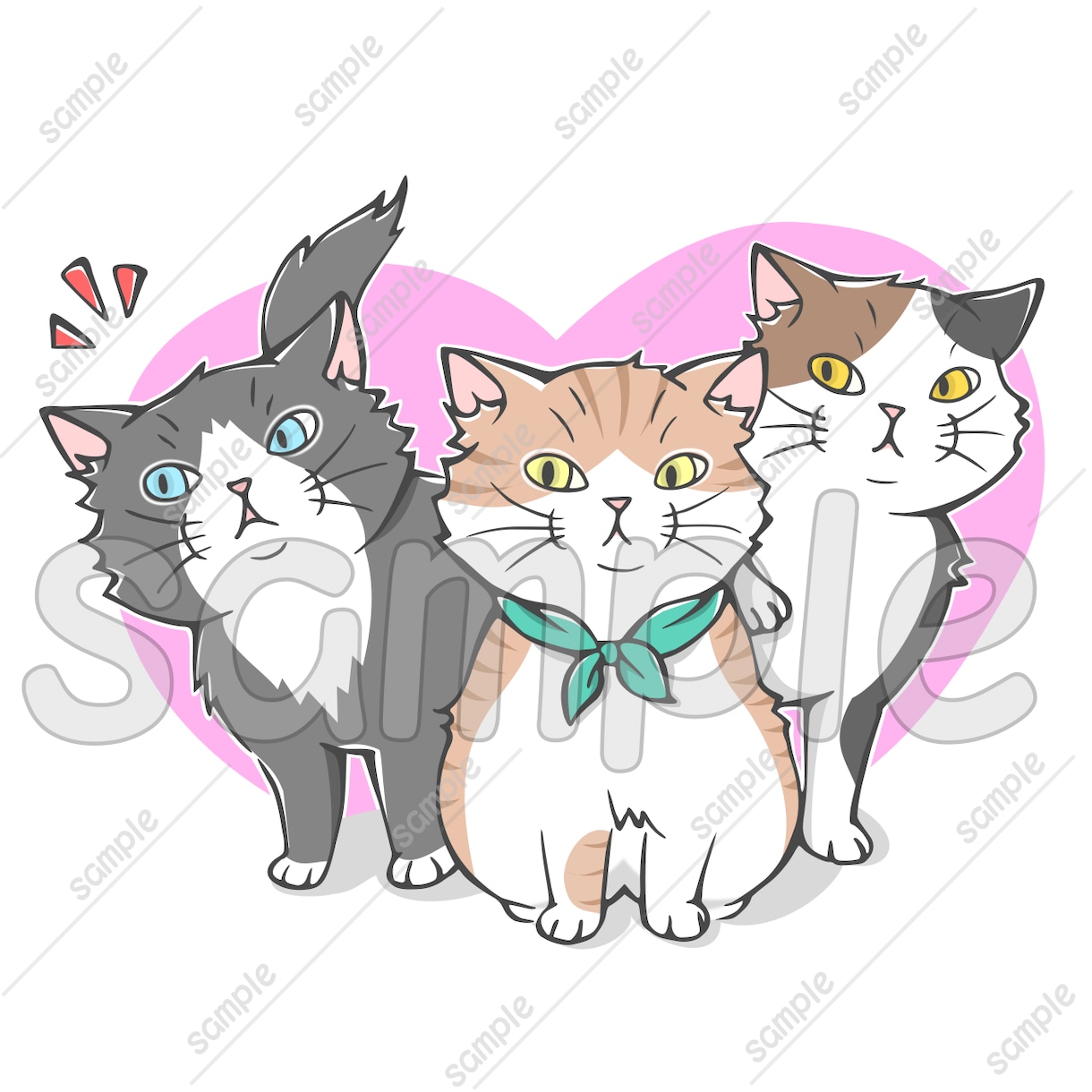 商用利用OK！猫の手書きイラスト販売しています SNS、パンフレットやチラシ、POP、名刺、印刷の素材に★A イメージ4