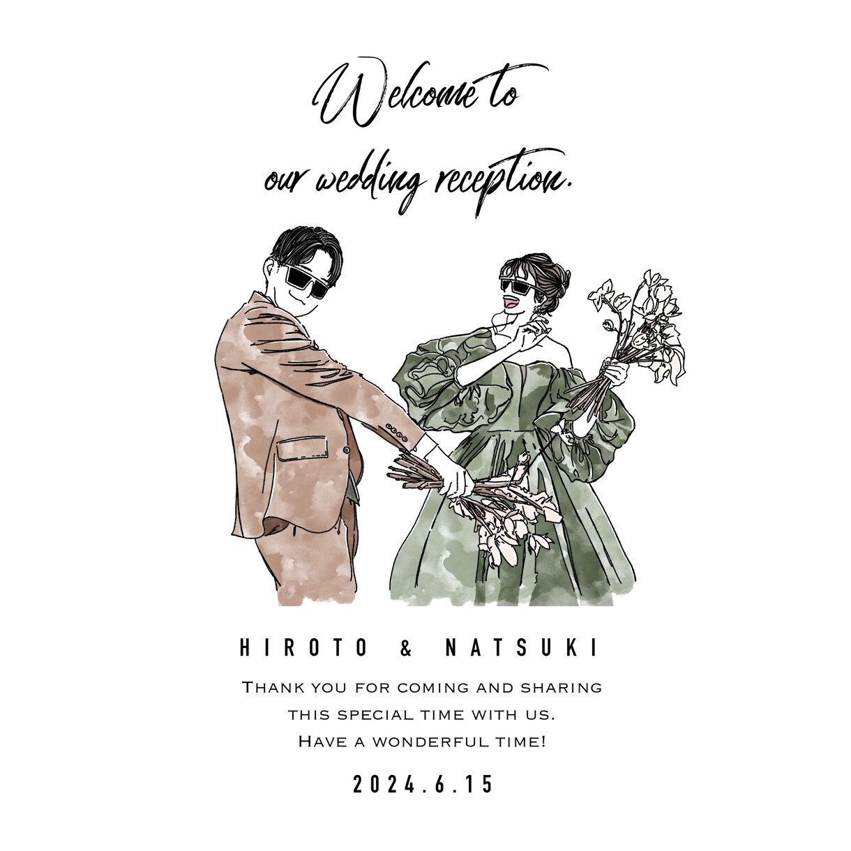 ウェルカムボード用のイラストを作成いたします 結婚式のペーパーアイテムやウェルカムボードにいかがでしょうか イメージ9