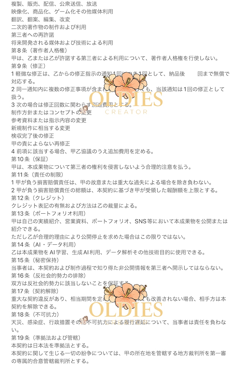創作物制作・著作権譲渡契約書3点セットます 制作契約書＋NDA＋作者非公開合意書テンプレート イメージ2
