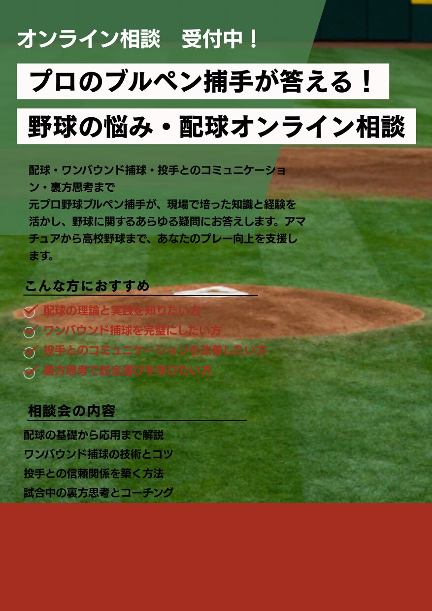 プロ野球のブルペン捕手が野球の悩みに答えます キャッチング・投手とのコミュニケーションの悩みも徹底サポート イメージ1