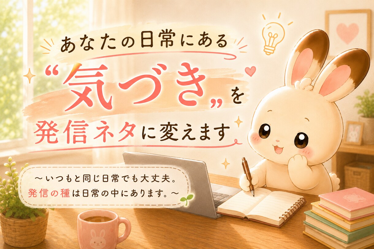 あなたの日常にある〝"気づき〟を発信ネタに変えます いつもと同じ日常でも大丈夫。発信の種は日常の中にあります。 イメージ1