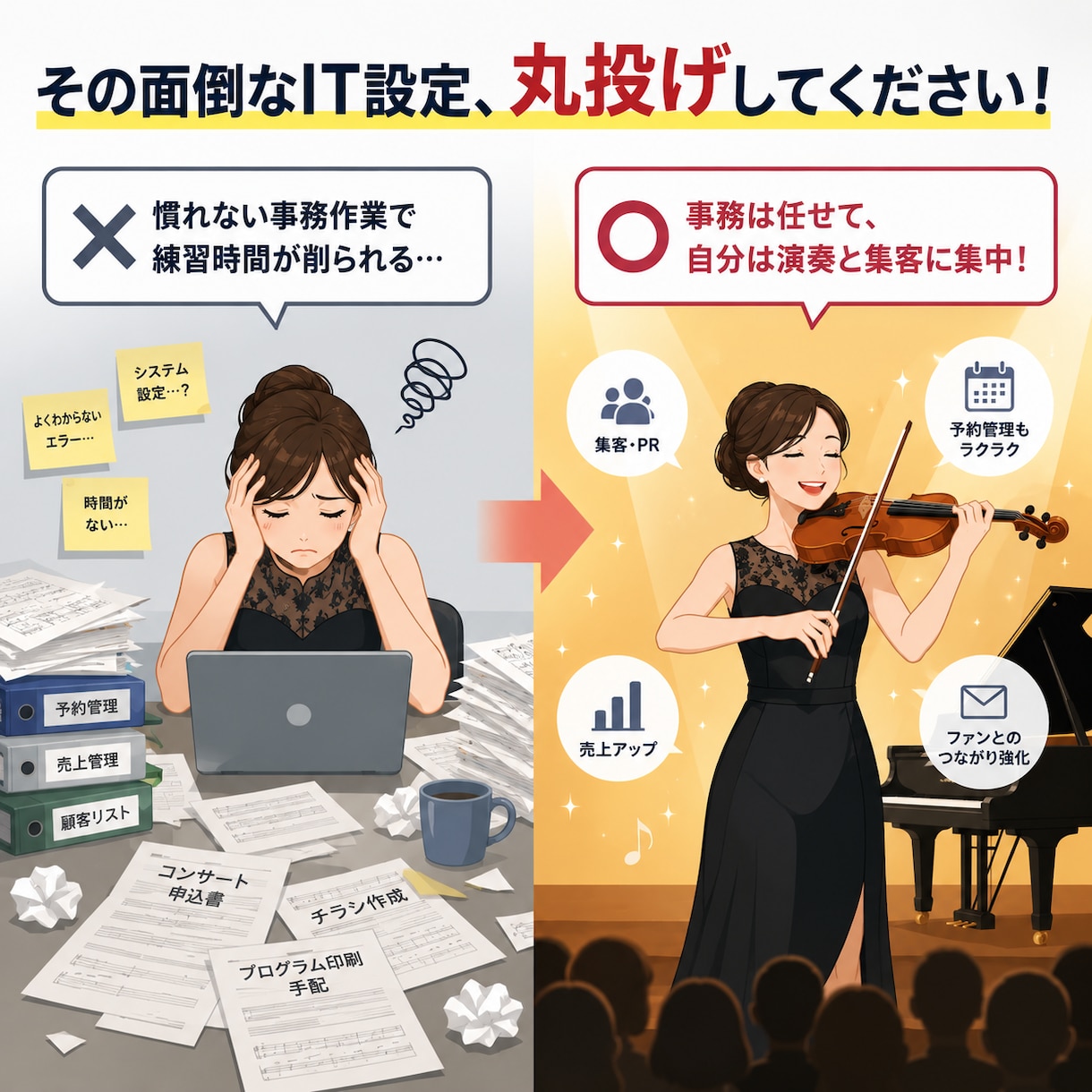 演奏会の電子チケット・WEB予約の導入を代行します テケトやパスマーケット対応！面倒な設定を丸投げで演奏の集中に イメージ2