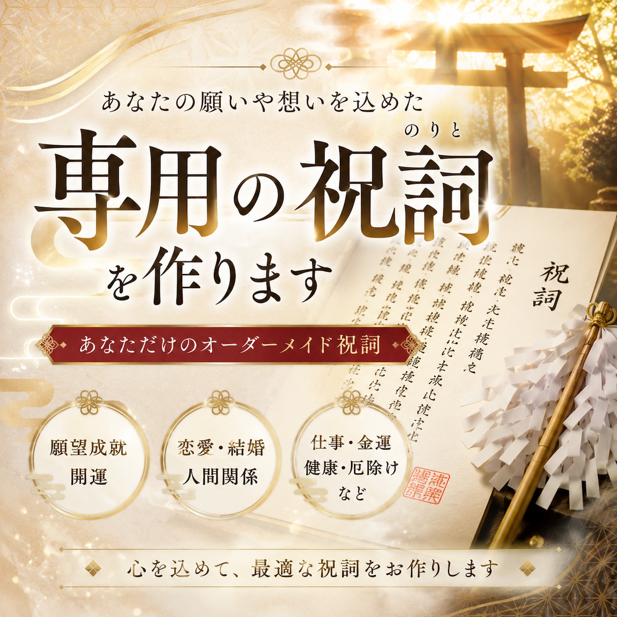 あなたの祈りを届けるオーダーメイド祝詞を謹製します ｜先着10件 特別価格｜【神様へ届ける、あなただけの祈り】 イメージ1