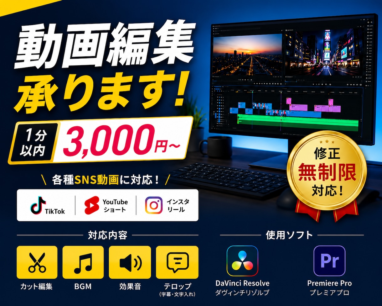 60秒以内のショート動画を編集します TikTok/IGリール/youtubeショート修正無制限！ イメージ1