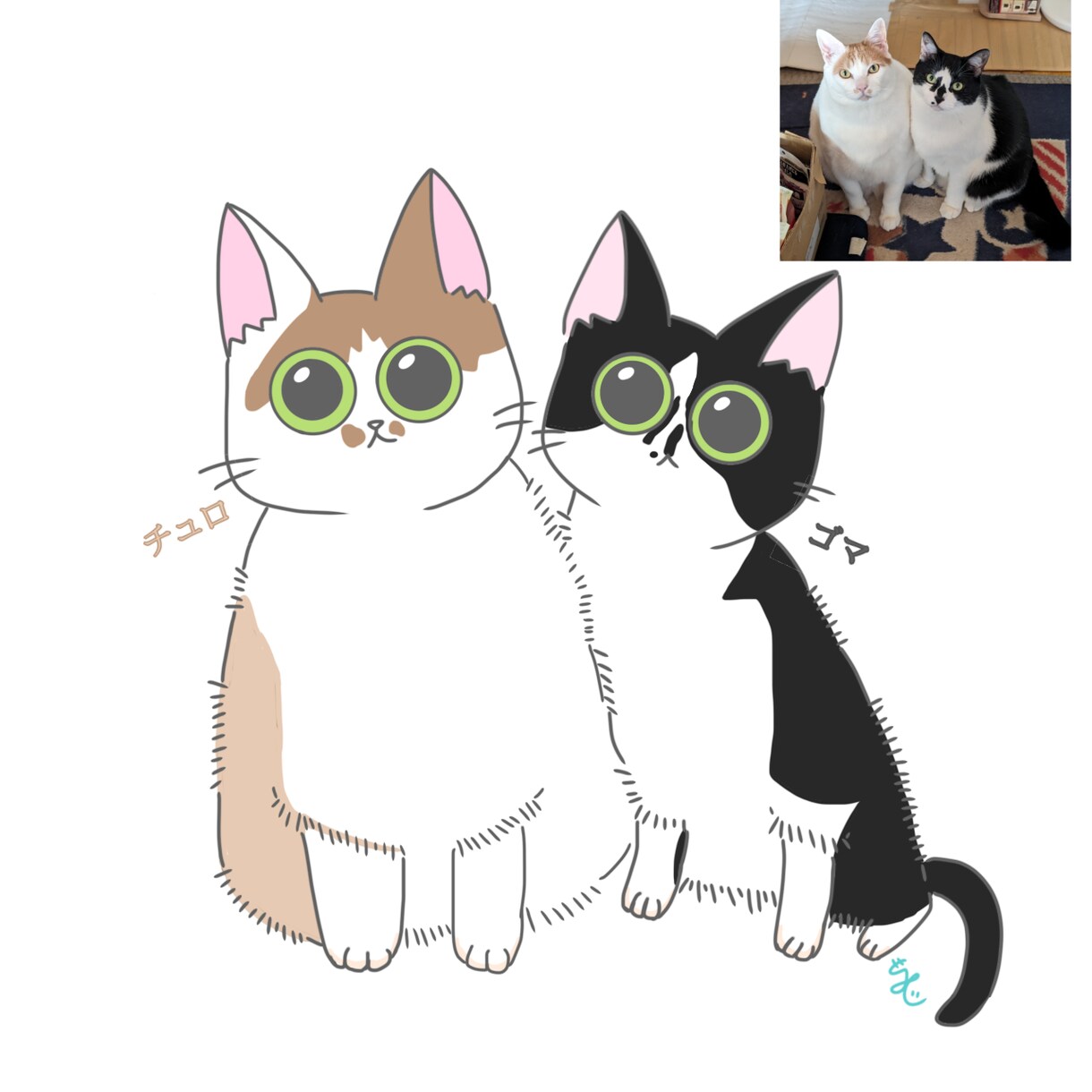 ペットの写真からゆるかわイラスト描きます 大切な“うちの子”をシンプルで可愛いイラストに仕上げます イメージ3