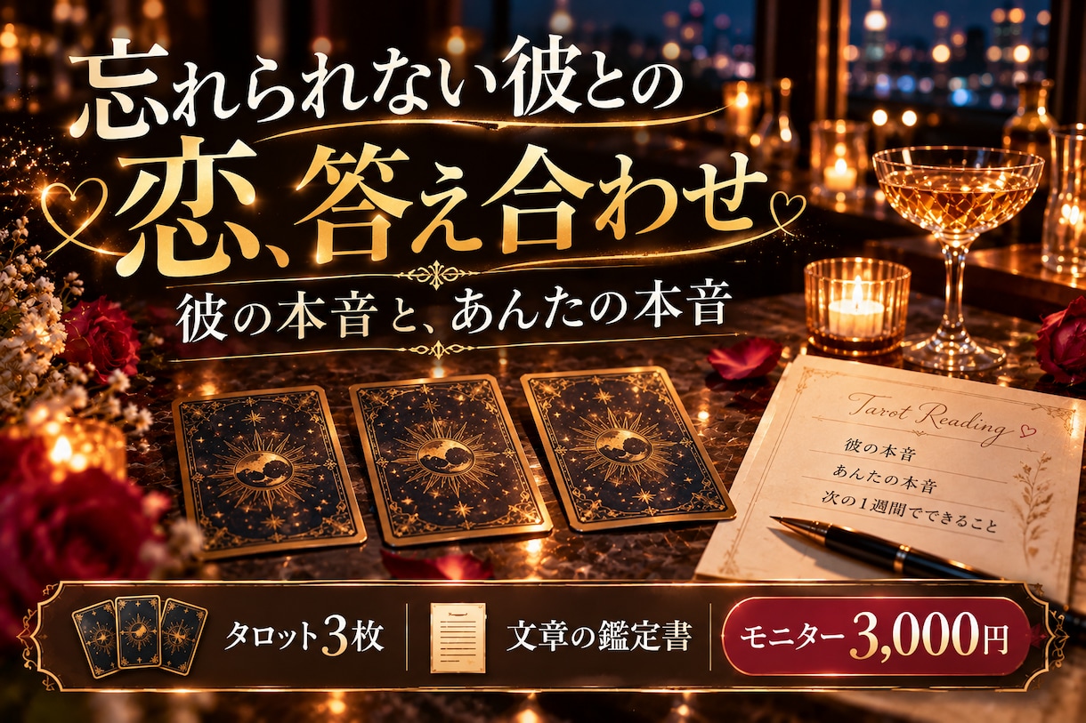 忘れられない彼との恋、答え合わせします 復縁の迷いも。彼の本音とあなたの本音をタロットで イメージ1