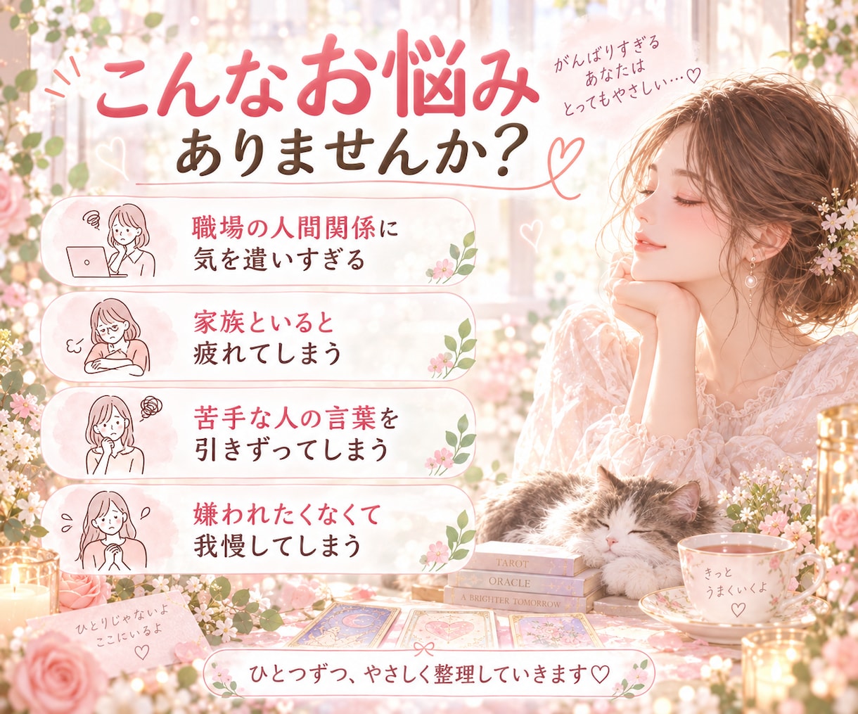 HSP繊細さんへ♡人間関係やお相手の本音を占います 職場・家族・苦手な人…疲れた心に寄り添います♡ イメージ2