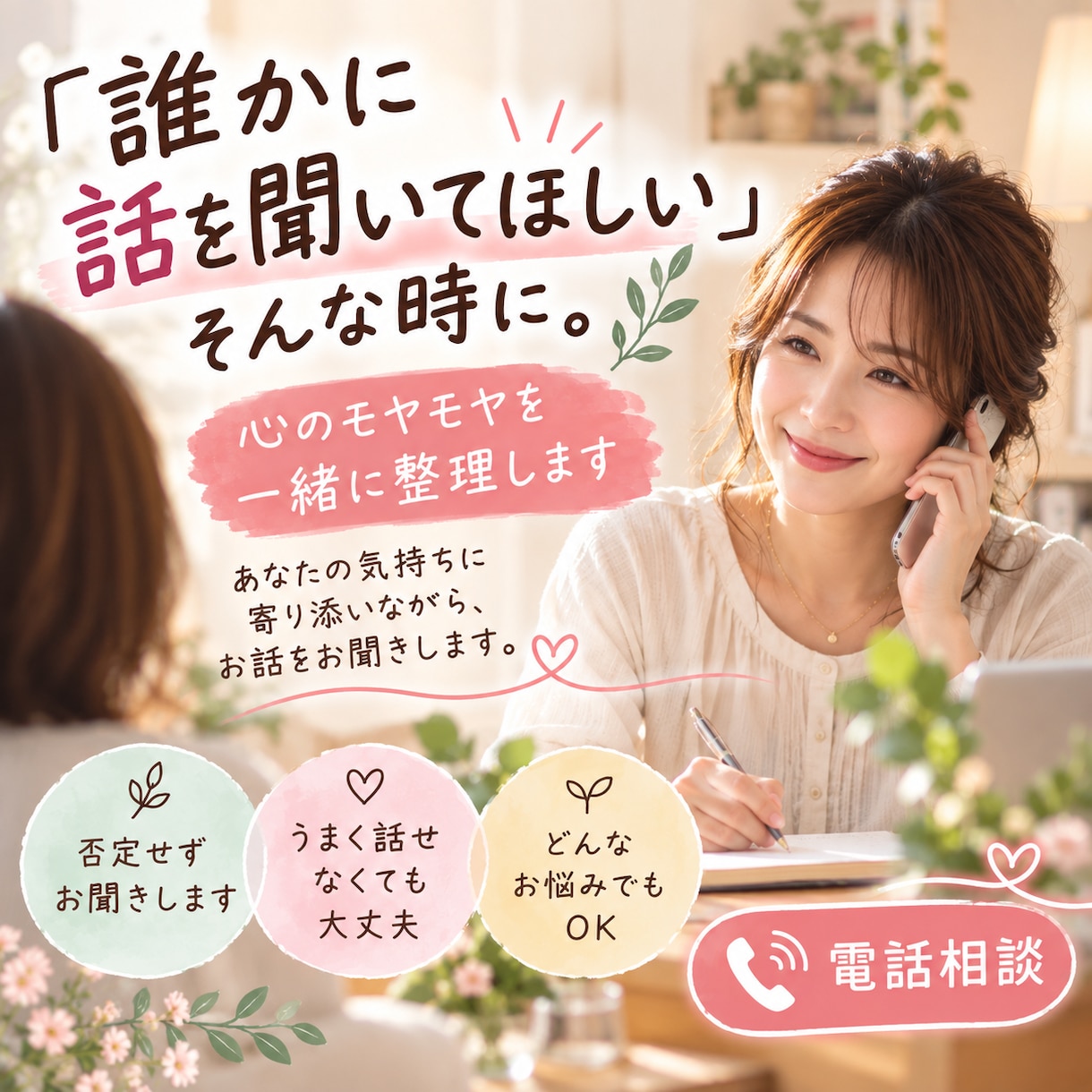 誰かに話を聞いてほしい…心のモヤモヤに寄り添います うまく話せなくても大丈夫。あなたの気持ちを聞きいて整理します イメージ3