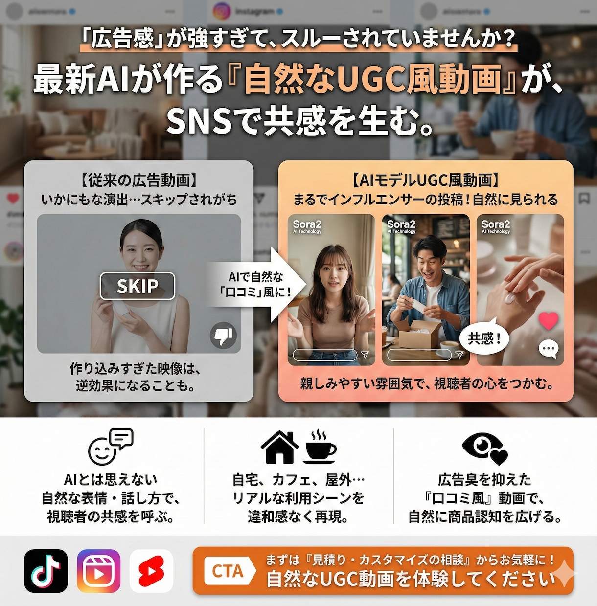 実写級のAIモデルUGC広告動画を制作します 自撮りがプロの広告動画に！商用OK・修正自在のAI素材制作 イメージ11