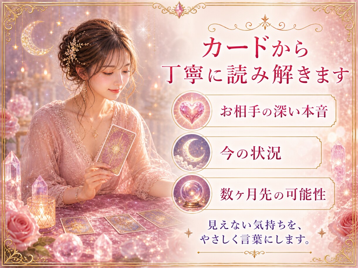 鑑定歴12年！タロット＆霊感で恋愛の悩みを占います 出会い/片想い/相手の気持ち/複雑恋愛/遠距離/結婚生活など イメージ4