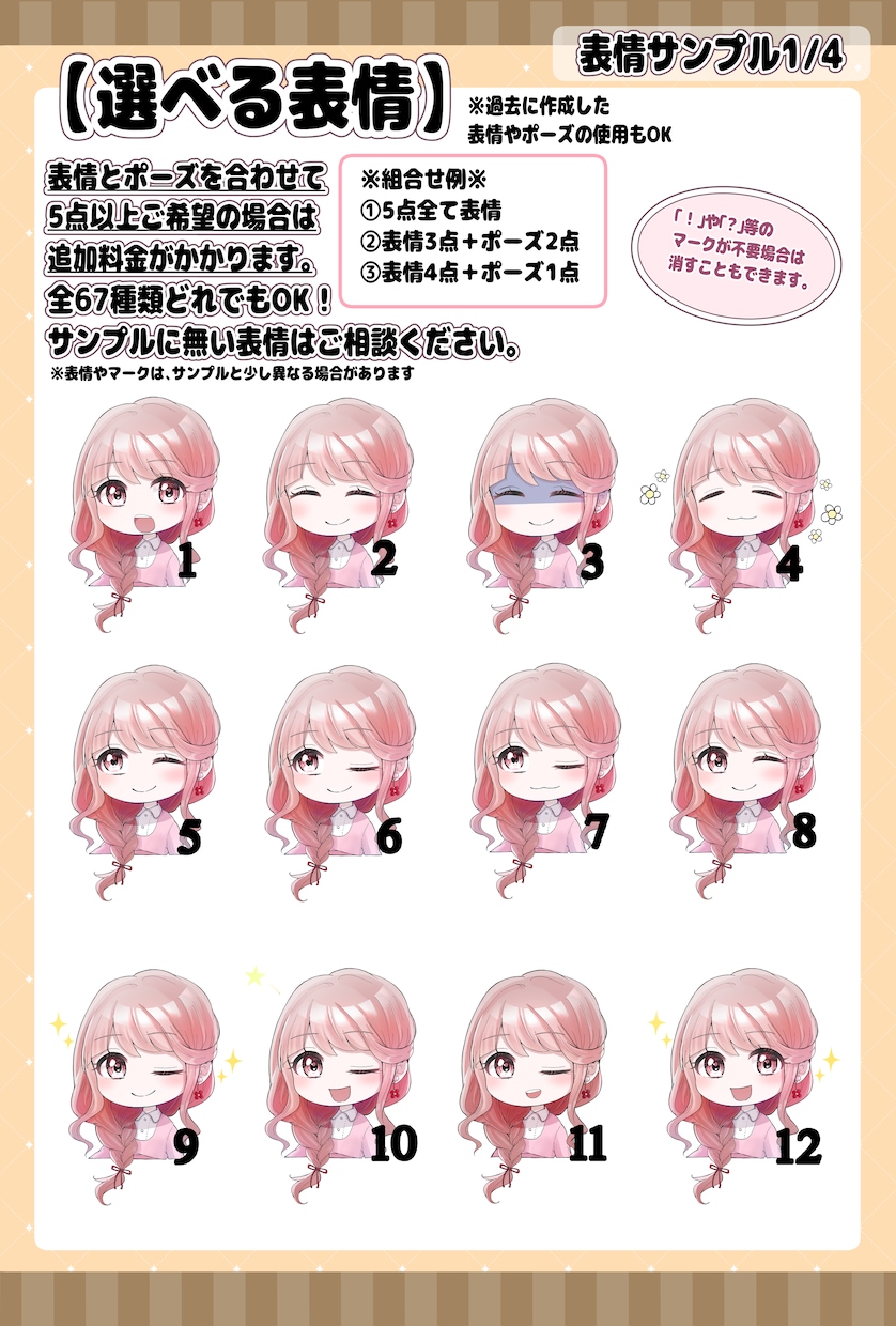 リピーターさま限定！表情＆ポーズ追加作成します 表情・ポーズの組み合わせ自由の5点セット！！ イメージ5