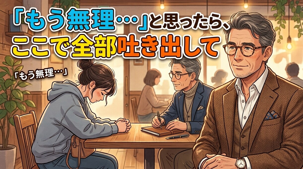 職場の愚痴、50代おじさんが全部聴きます 正論はいらない。あなたの隣で、ただ話を聴きます。 イメージ2