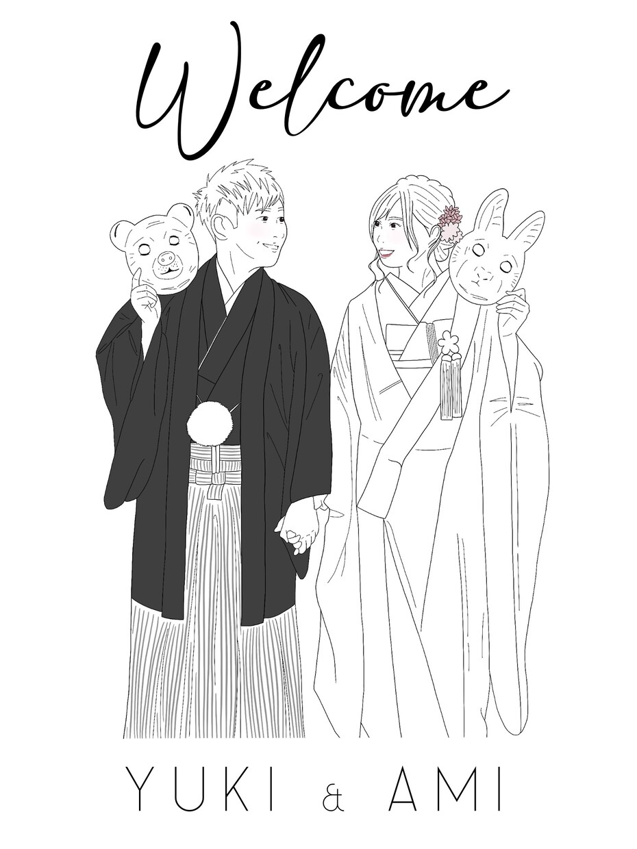 シンプルで可愛い結婚式で使えるイラスト描きます お二人の写真から似ていてもっと可愛いイラストにします！ イメージ5