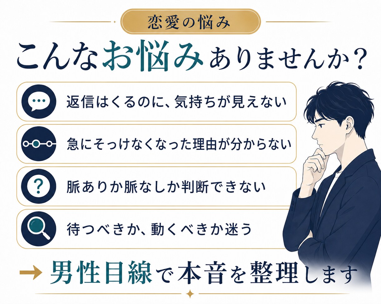 彼の本音を男性目線で読み解きます 相手のタイプとあなたが振り回される癖の両方を見ます イメージ3
