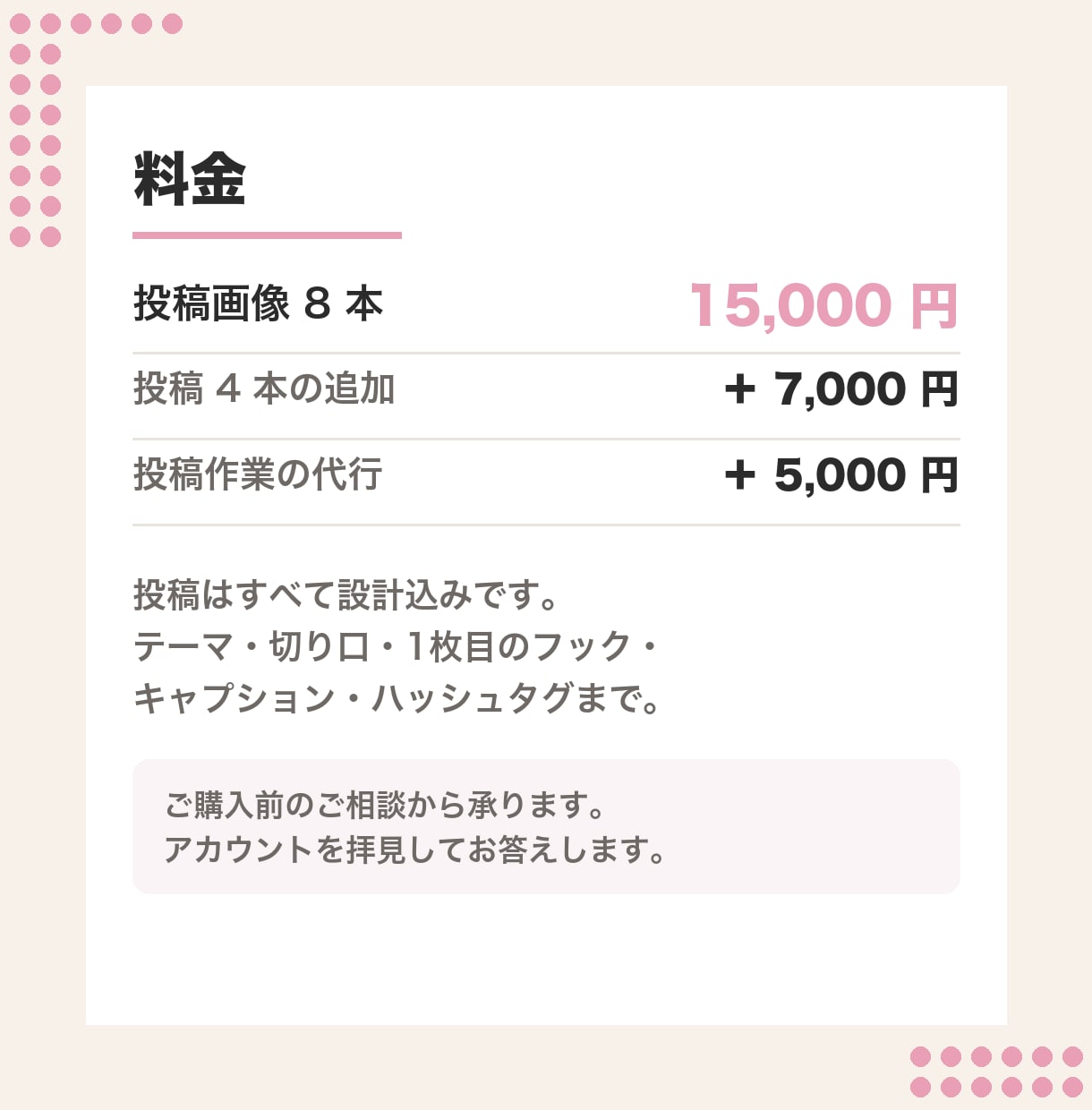 Instagramの投稿8本を設計・制作します 来店・購入につながる導線から設計します イメージ2