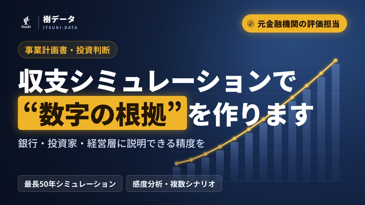 事業計画の収支シミュレーションを作ります 元金融機関の評価担当が数字の根拠を設計します イメージ1