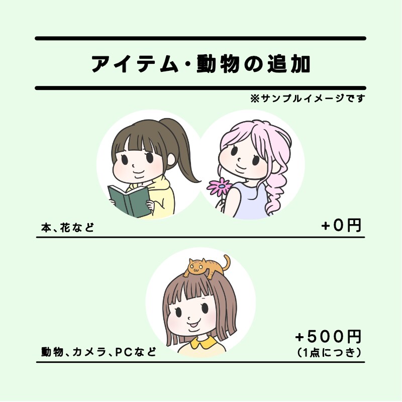 あなただけのオリジナルイラストアイコンを作成します もっちりかわいいイラストで、表情・ポーズ・背景まで選べる！ イメージ5