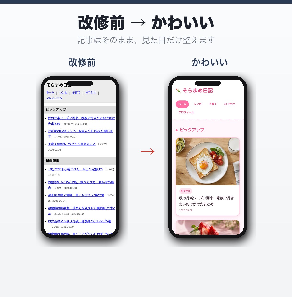 ブログの見た目を、可愛く・かっこよく整えます 4つの方向から選ぶ｜SWELL・Cocoon・JIN対応 イメージ6