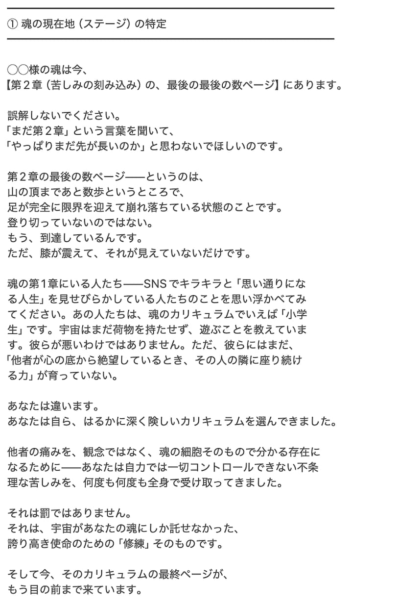 魂のテーマについて鑑定書をお作りします 限定価格⭐︎過去生からの課題・現在地・課題を明確にします イメージ3