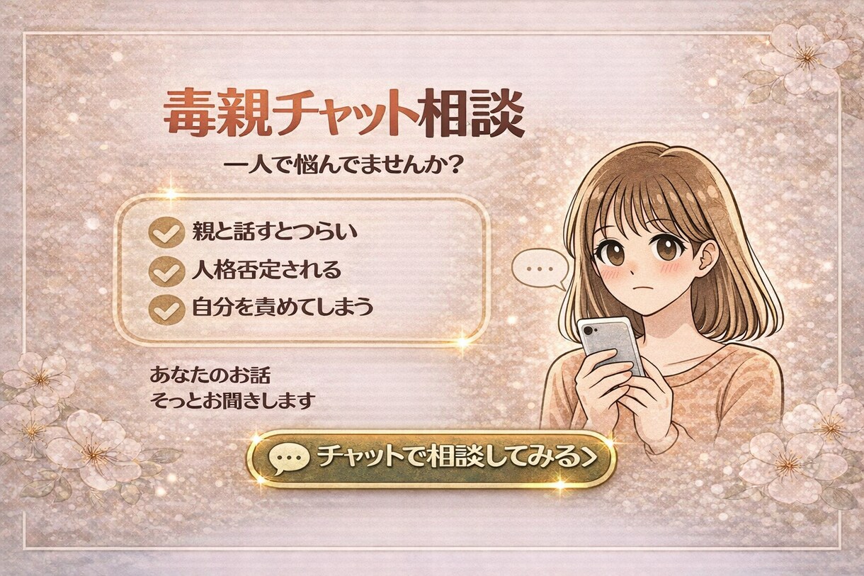 毒親育ち・親が原因で辛い方の心の声お聞きします 誰にも言えない本音、ここで吐き出してくださいね イメージ1