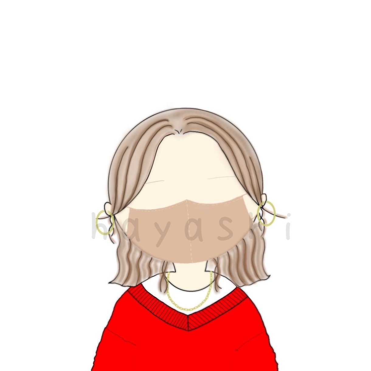 丸い輪郭のシンプルな絵で、目は描かずに表現します 輪郭は丸が基本です。横顔でも正面でも対応可能です。 イメージ2