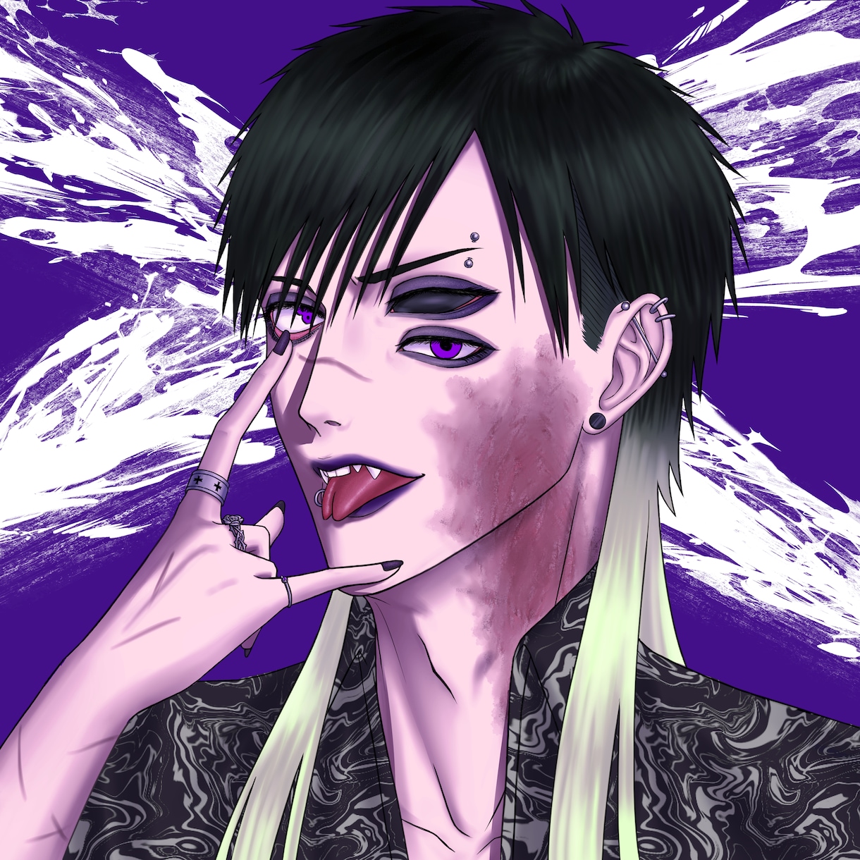 パンク系やV系のカッコいい男性キャラ描きます 一枚絵、立ち絵、アイコンなど厚塗りで丁寧に仕上げます！ イメージ1