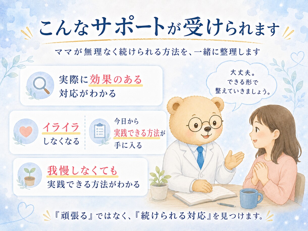 発達障害のお子さんの癇癪に具体的な対応を伝えます 発達障害・反抗期の癇癪に限界のママへ、対応メモを作ります イメージ5
