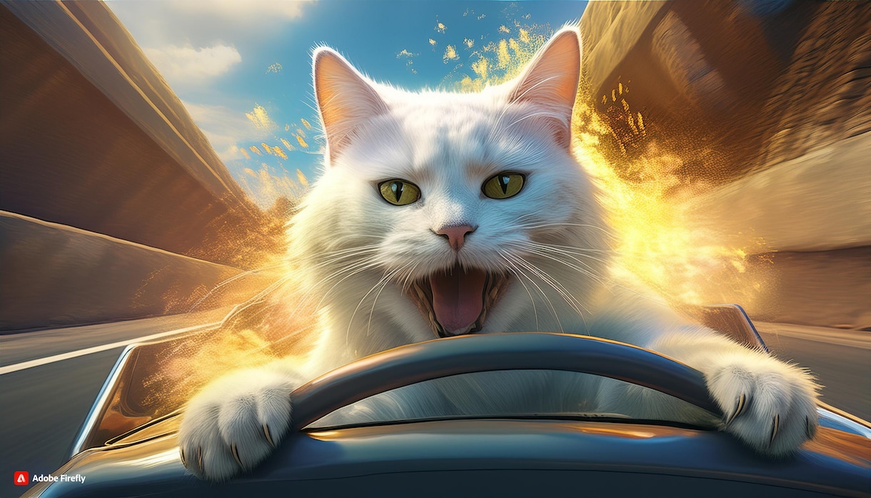画像を売ります 暴走ねこがハイウェイを車でぶっ飛ばす画像。 イメージ2