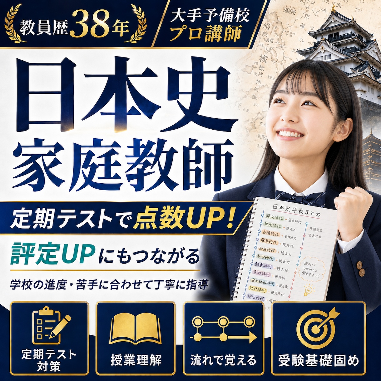 日本史【大手予備校プロ講師】成績UPに貢献します 中高一貫校で日本史キャリア３０年のエッセンスお伝えします！ イメージ1
