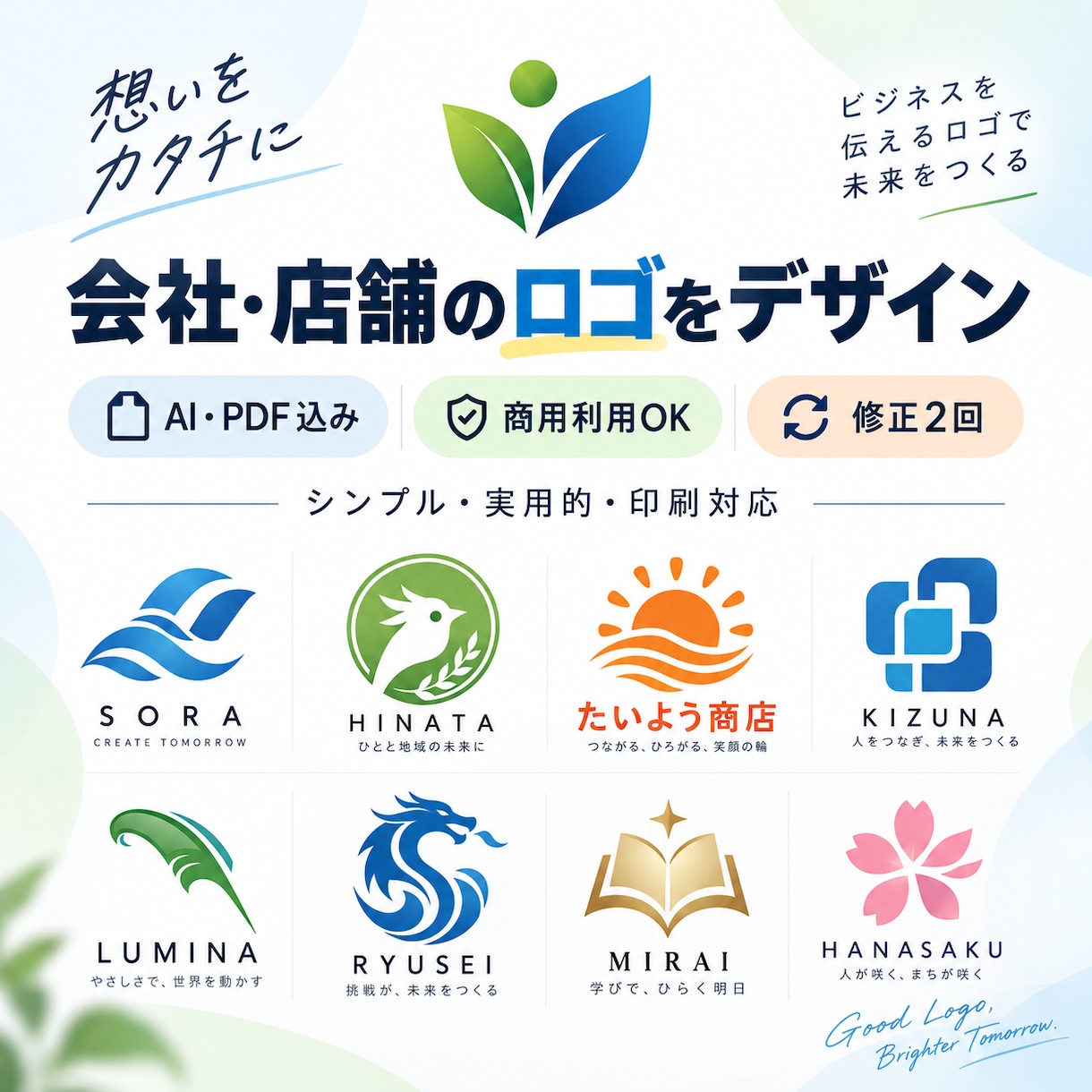 会社・店舗のロゴをデザインします 個人事業・ショップ・サービス用ロゴ／印刷・Web対応 イメージ1
