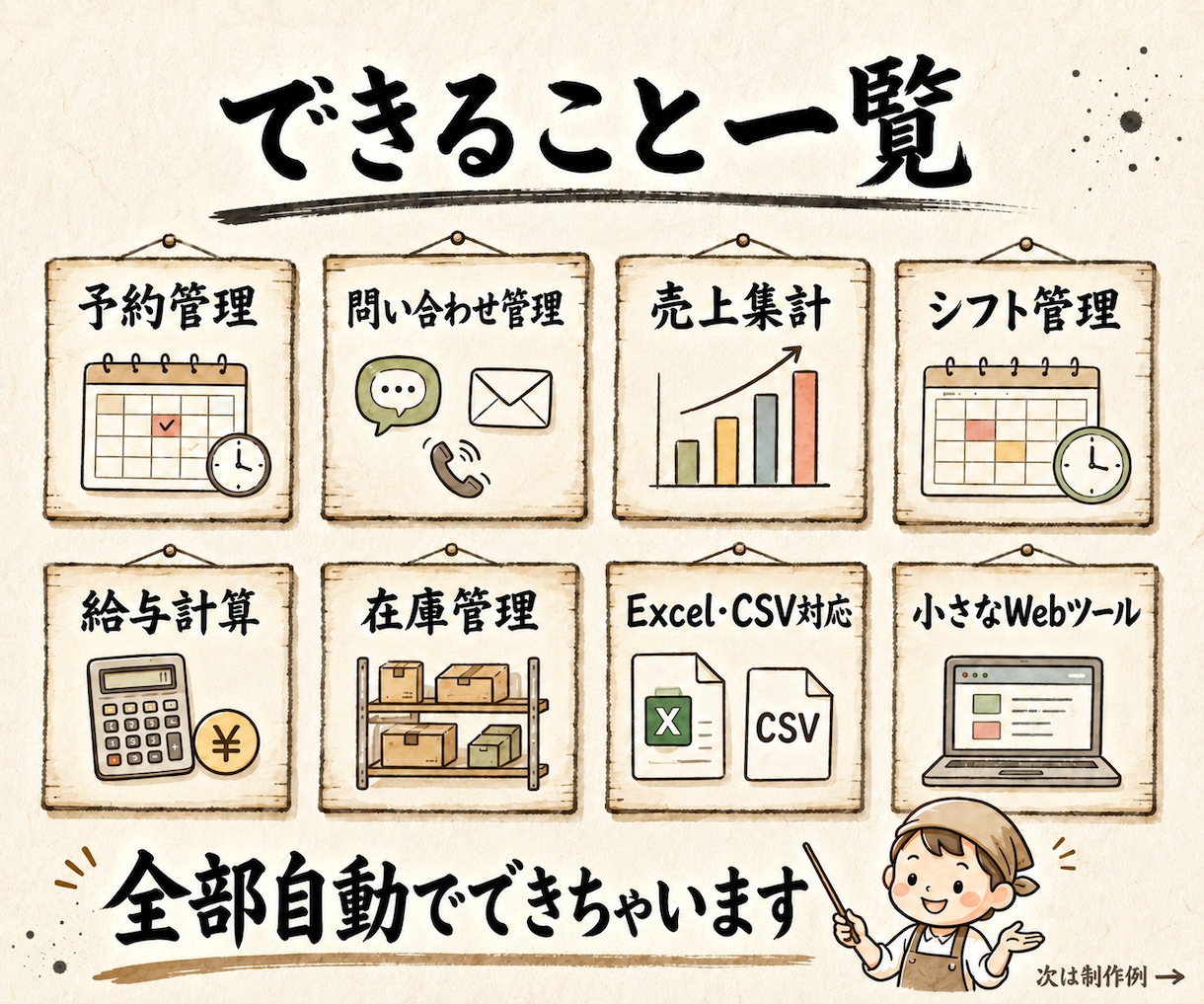 使い続けられる業務自動化・時短ツールを作成します Excel・LINE・紙の管理を自動化ツールにします イメージ3