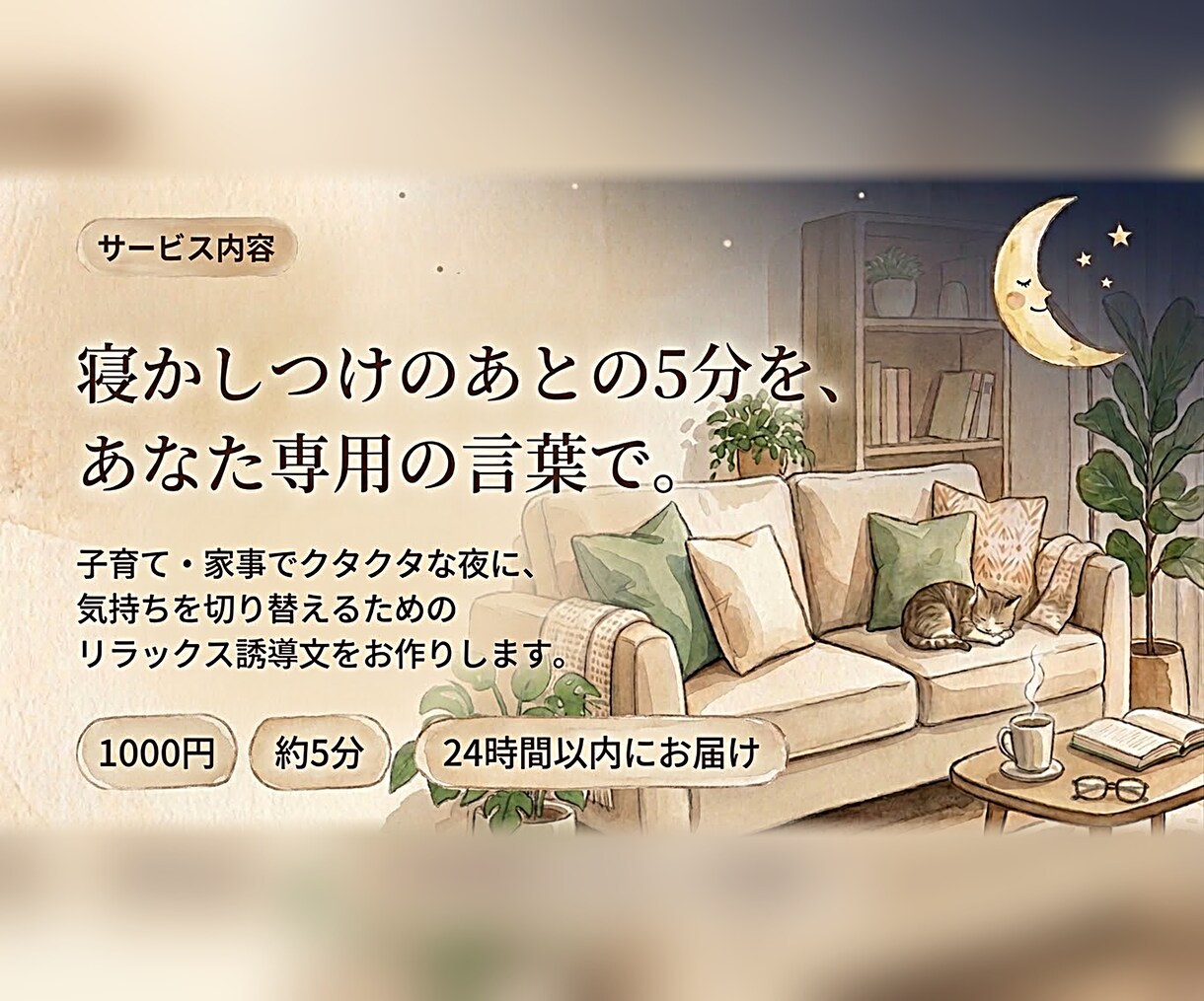 子育て・家事でクタクタな貴方に誘導文作ります 子育て・家事に大変なあなたに専用の「5分の休み時間」を是非 イメージ4
