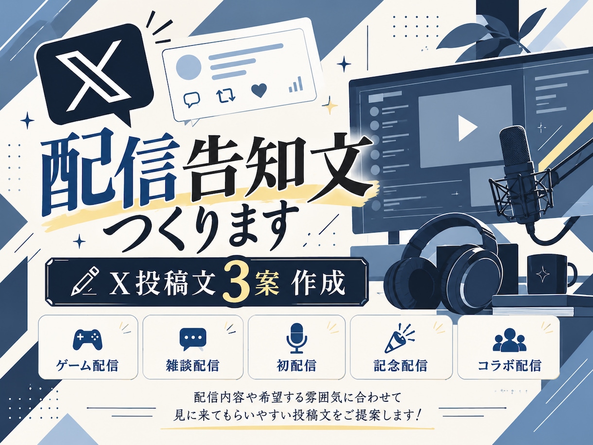 配信告知のX投稿文を3案作成します X用の投稿文を3案ご提案します イメージ1