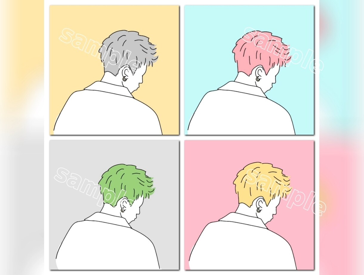 シンプルお洒落な顔隠しイラスト描きます イメージするお写真を元にイラスト化！色や柄などアレンジ可能！ イメージ5