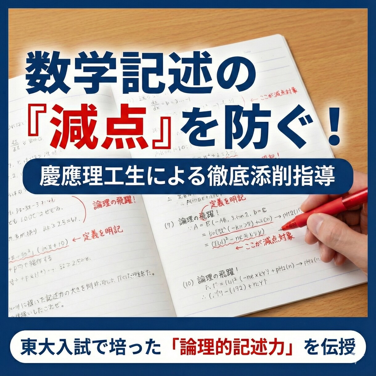 東大入試で培った「減点されない数学記述」添削します 答えが合っていても減点された経験のある方におすすめ イメージ1
