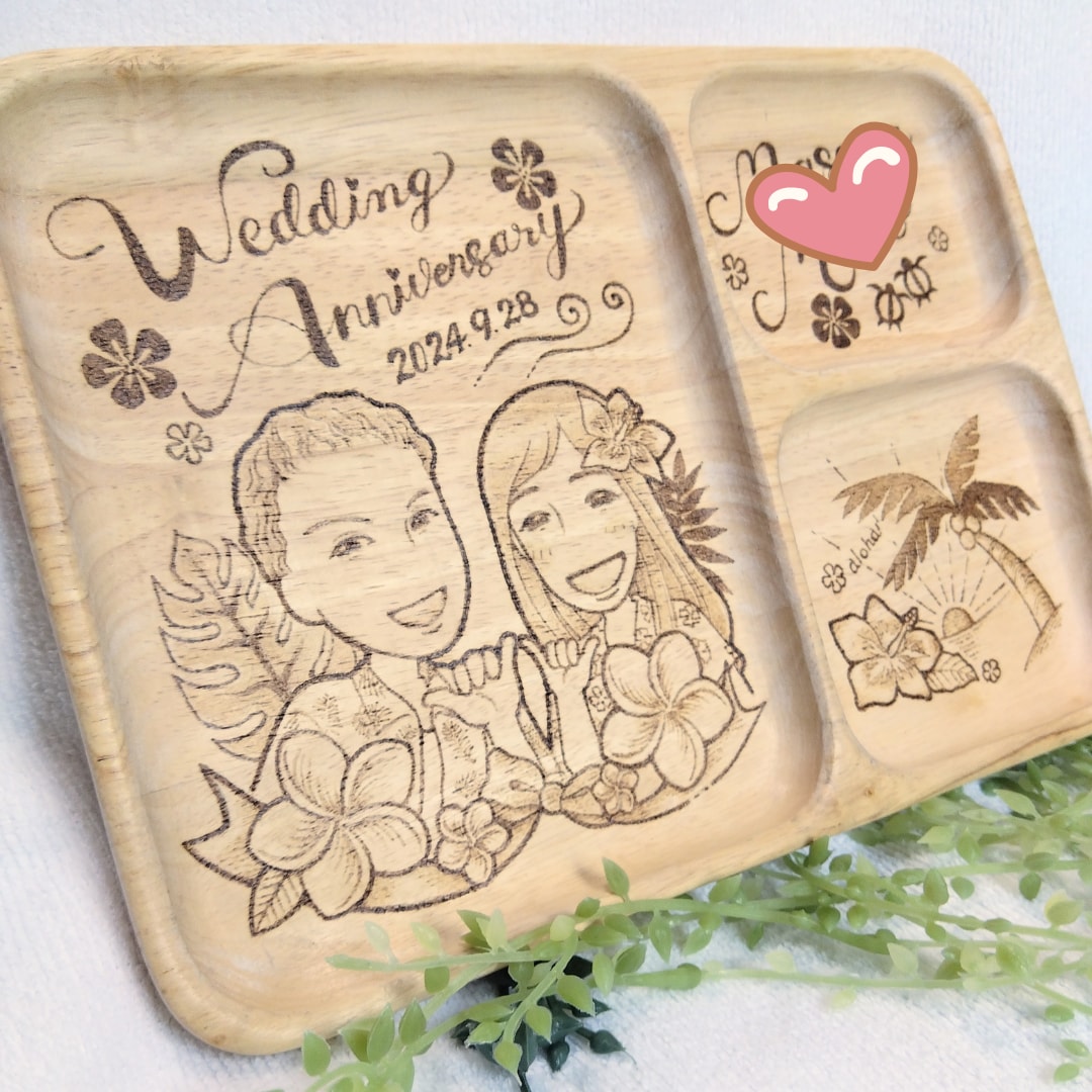電熱ペンで結婚祝いの似顔絵プレート作ります ウッドバーニングで二人の似顔絵プレートでお祝いを！ イメージ5