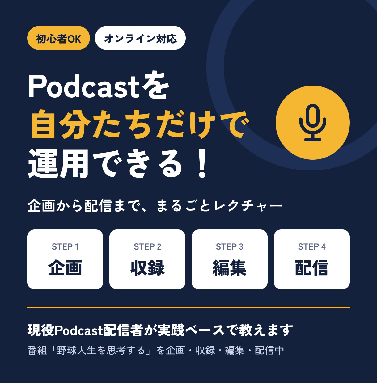 Podcastの運用方法を教えます Podcastを自分たちだけで運用できる方法レクチャー イメージ1