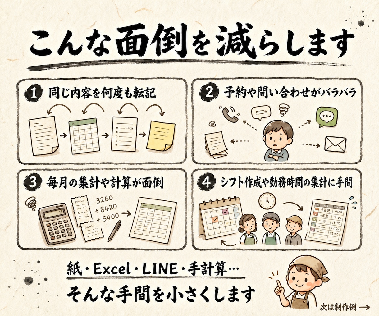 使い続けられる業務自動化・時短ツールを作成します Excel・LINE・紙の管理を自動化ツールにします イメージ2